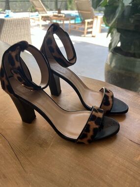 J. Crew Leopard Print Ankle-Strap Block Heels